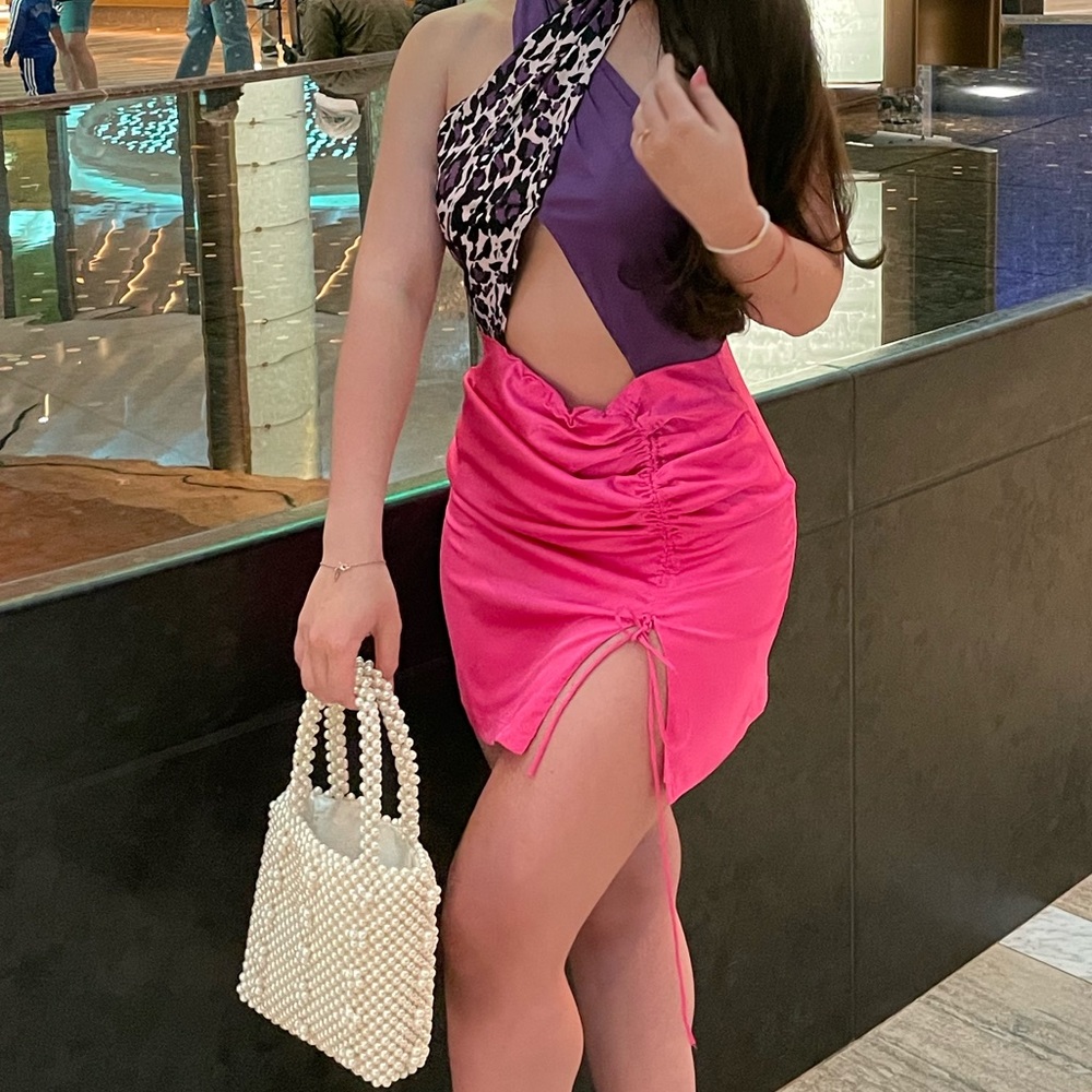 Beginning boutique pink and purple mini dress